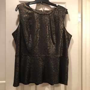 Size XL black and gold peplum top Alfani Brand
